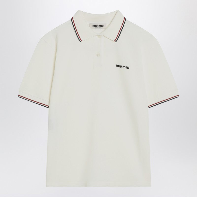 Miu Miu White Short-Sleeve Polo With Logo Women