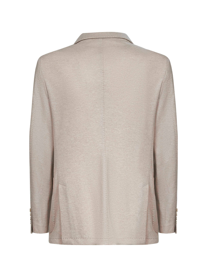 Brunello Cucinelli Men Beige Cashmere Jersey Blazer
