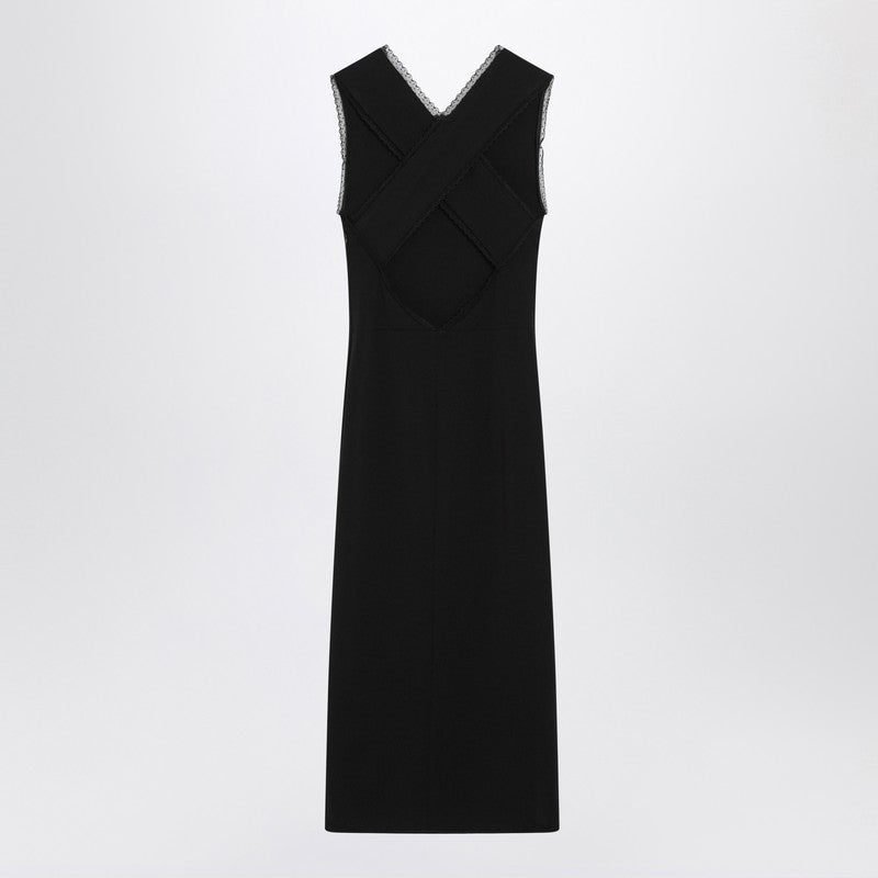 Prada Black Midi Dress With Lace Details Women