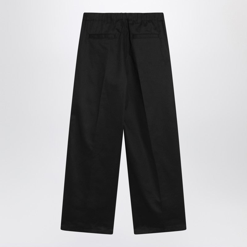 Maison Margiela Wide Black Pants In Cotton Blend Men