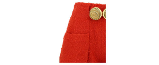 BALMAIN 2 PKTS BTN ESCARGOT BELTED RED TWEED SHORTS