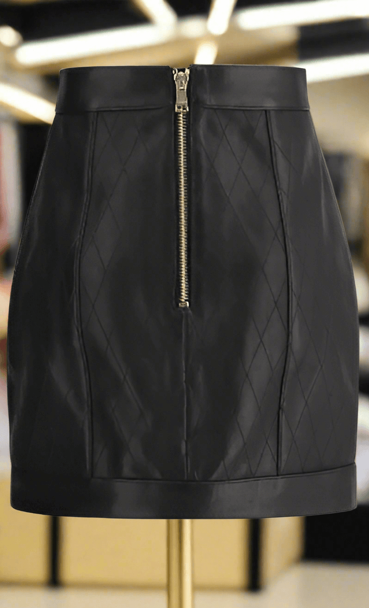 BALMAIN black LEATHER MINISKIRT PARIS