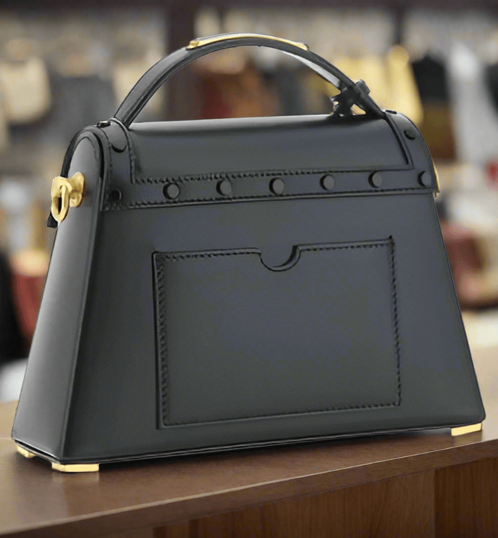 BALMAIN BLACK LEATHER B-BUZZ DYNASTY HANDBAG PARIS