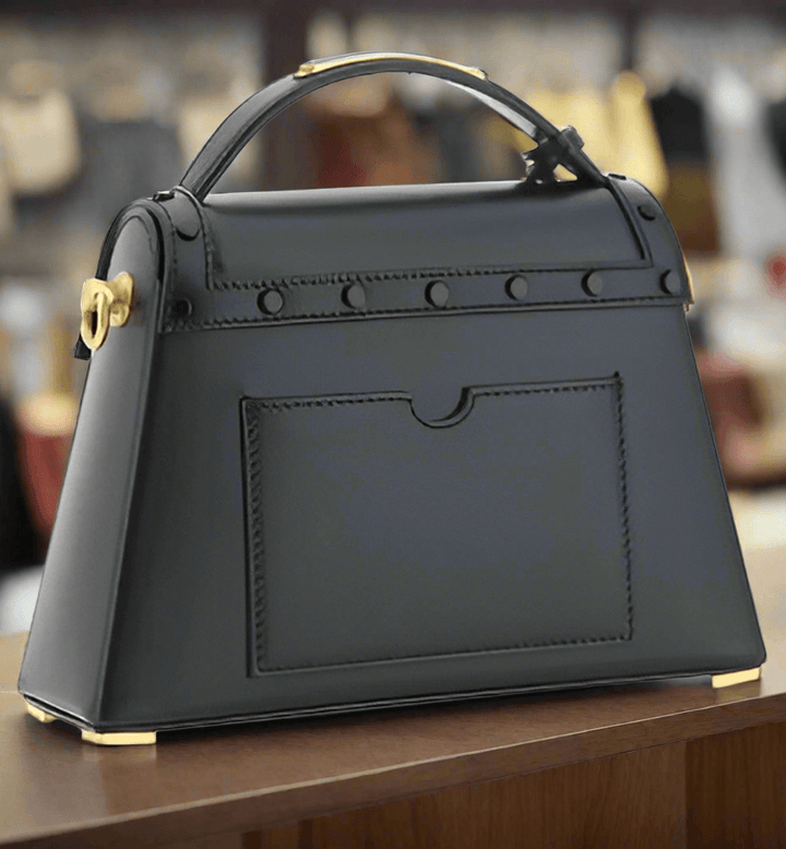 BALMAIN BLACK LEATHER B-BUZZ DYNASTY HANDBAG PARIS