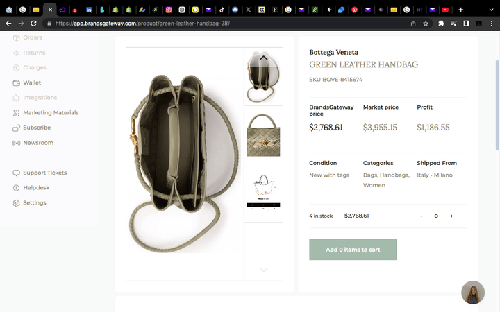 Bottega Veneta GREEN LEATHER HANDBAG