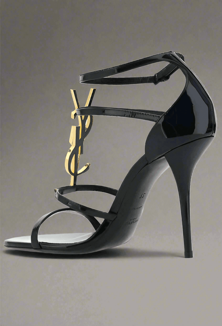 Saint Laurent black logo Cassandra Sandals