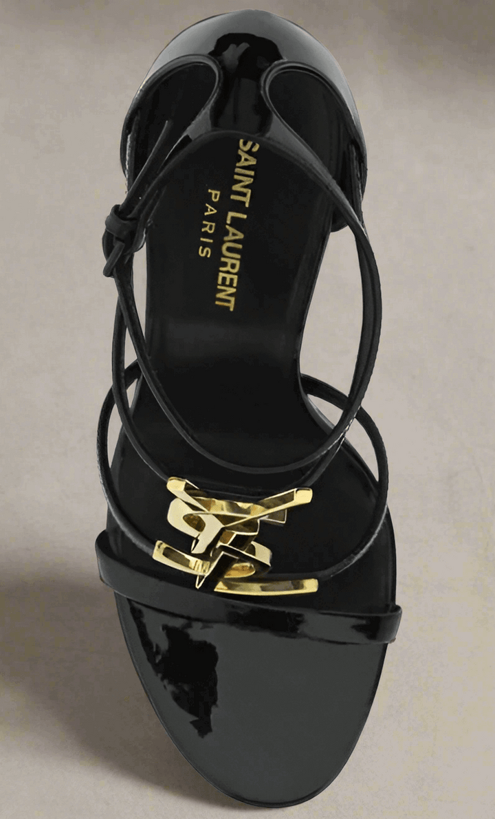 Saint Laurent black logo Cassandra Sandals