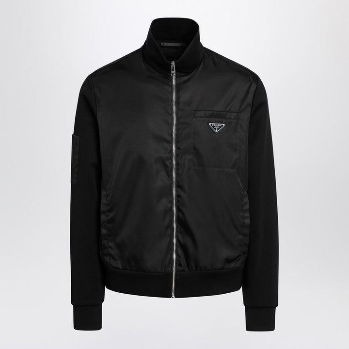 Prada Black Sweatshirt With Re-Nylon Insert Men