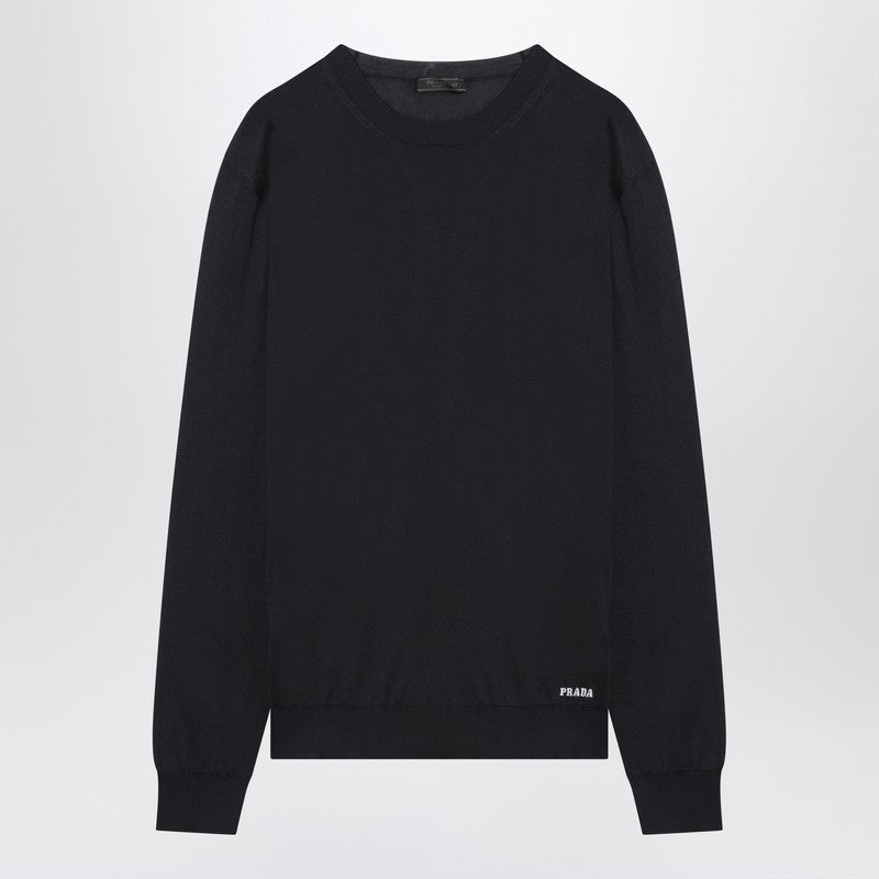 Prada Blue Recycled Silk Jumper Men