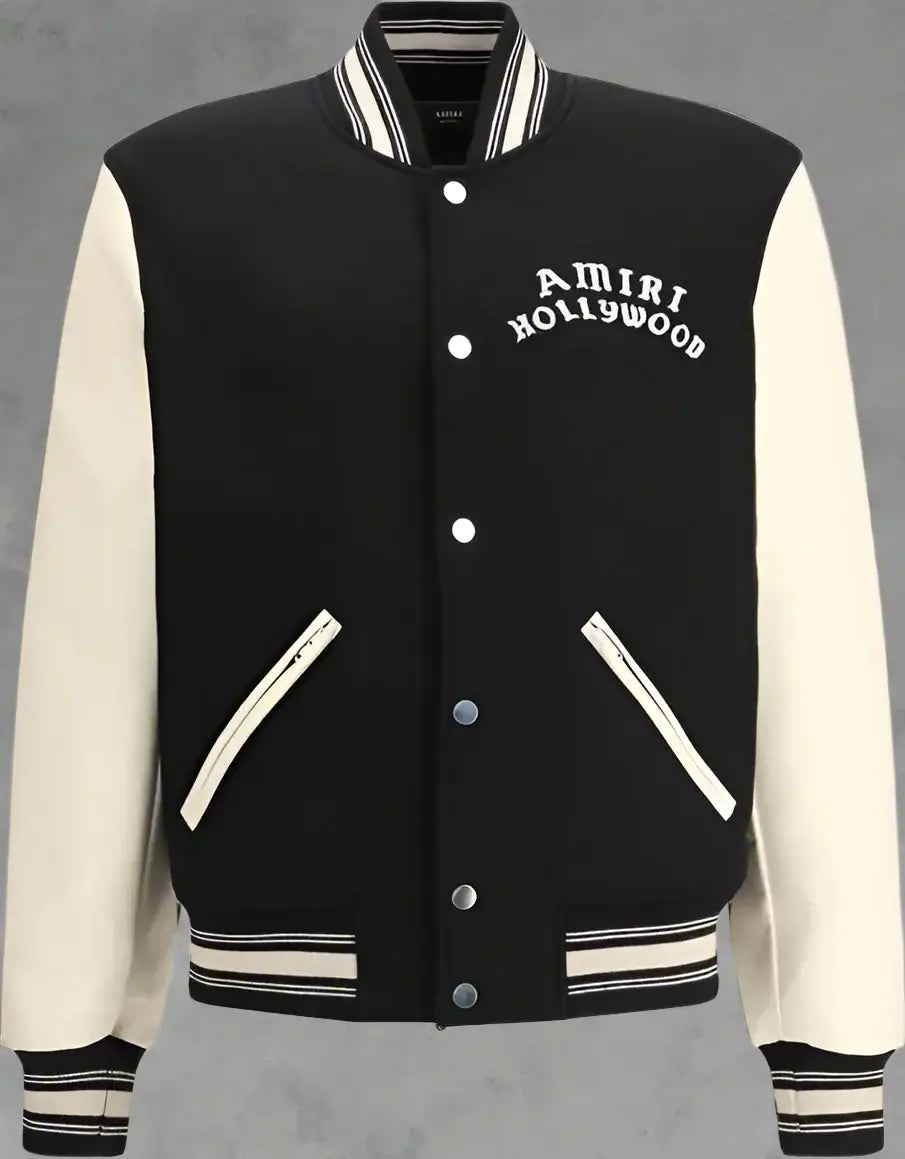 AMIRI men's black & white Hollywood Bomber