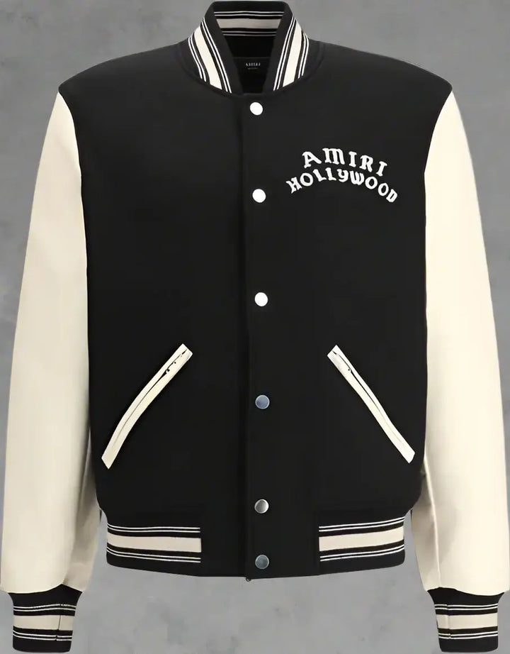 AMIRI men's black & white Hollywood Bomber