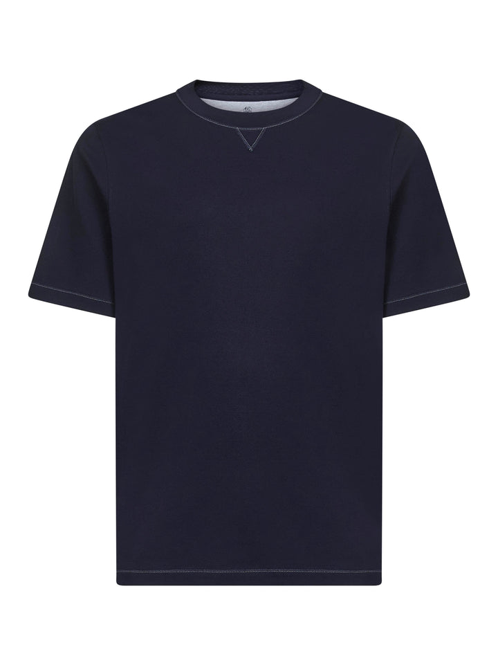 Brunello Cucinelli Men Blue Solomeo Crest Crewneck T-Shirt