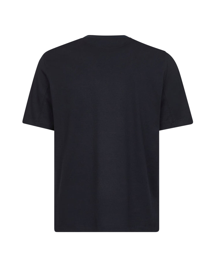 Brunello Cucinelli Men Blue Jersey Printed Crewneck T-Shirt