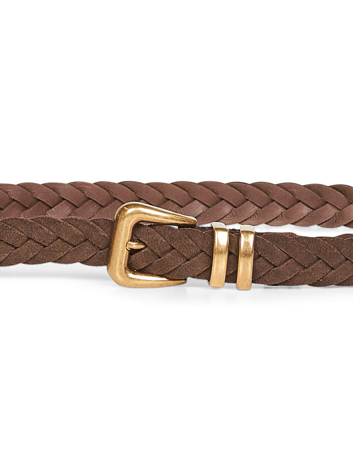 Brunello Cucinelli Men Brown Woven Reversed Calfskin Belt