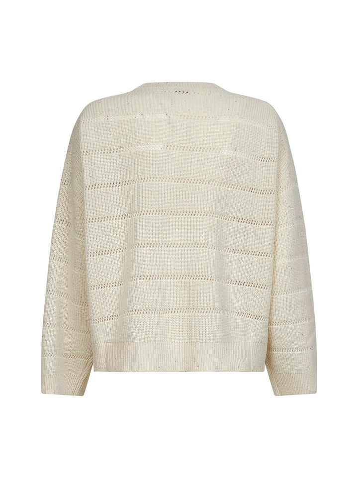 Brunello Cucinelli Women Ivory Diamond Cashmere And Wool Sweater