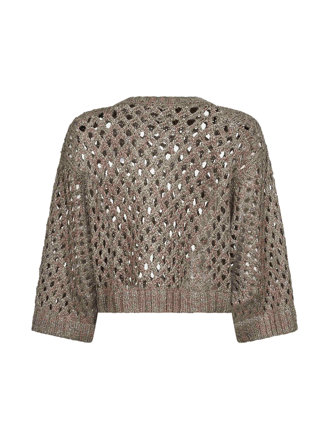 Brunello Cucinelli Women Gold Silk And Linen Dazzling Net Sweater