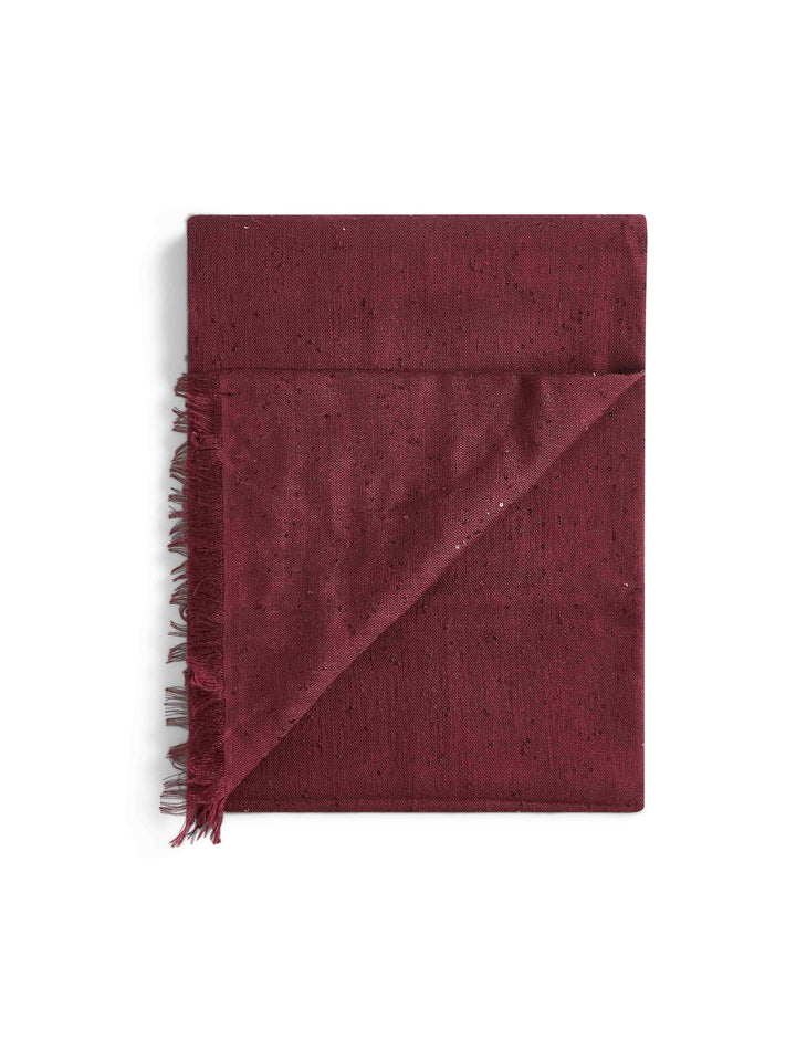 Brunello Cucinelli Women Burgundy Diamante Cashmere And Silk Scarf