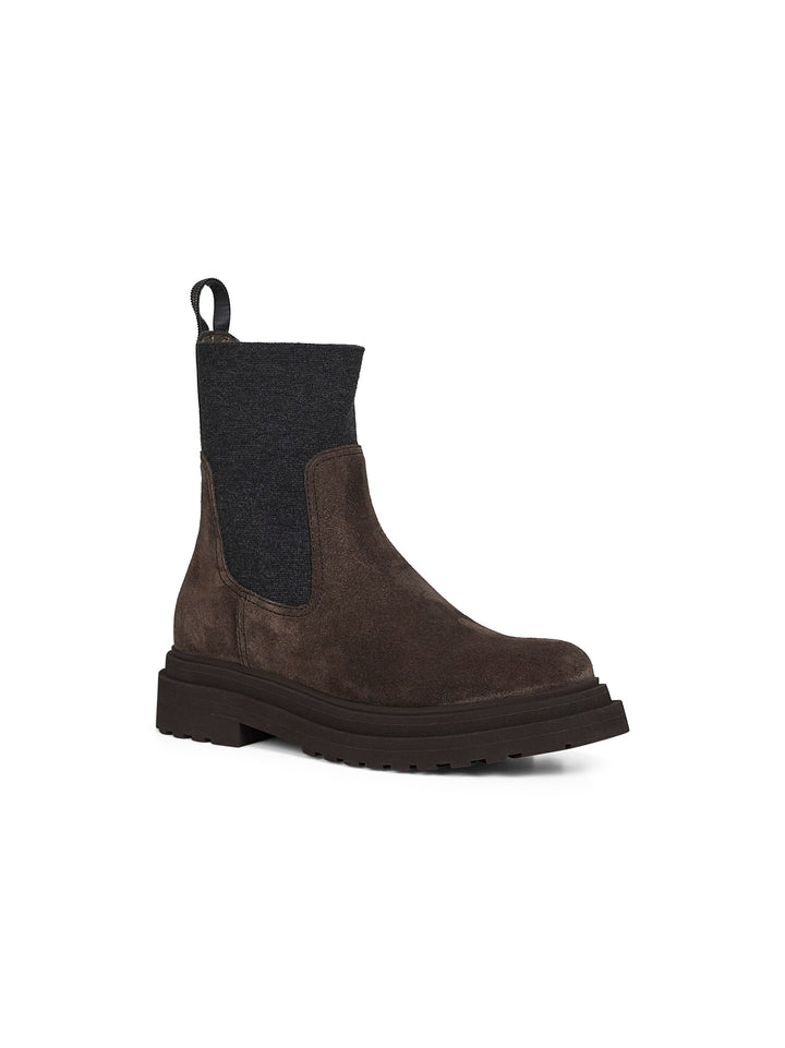 Brunello Cucinelli Women Brown Suede Embroidered Ankle Boots