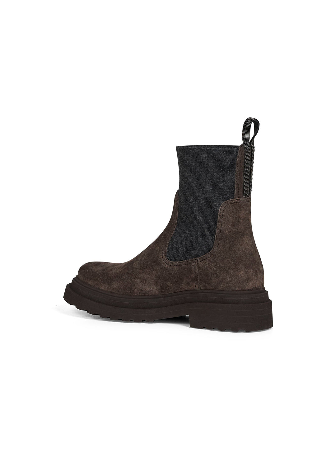Brunello Cucinelli Women Brown Suede Embroidered Ankle Boots