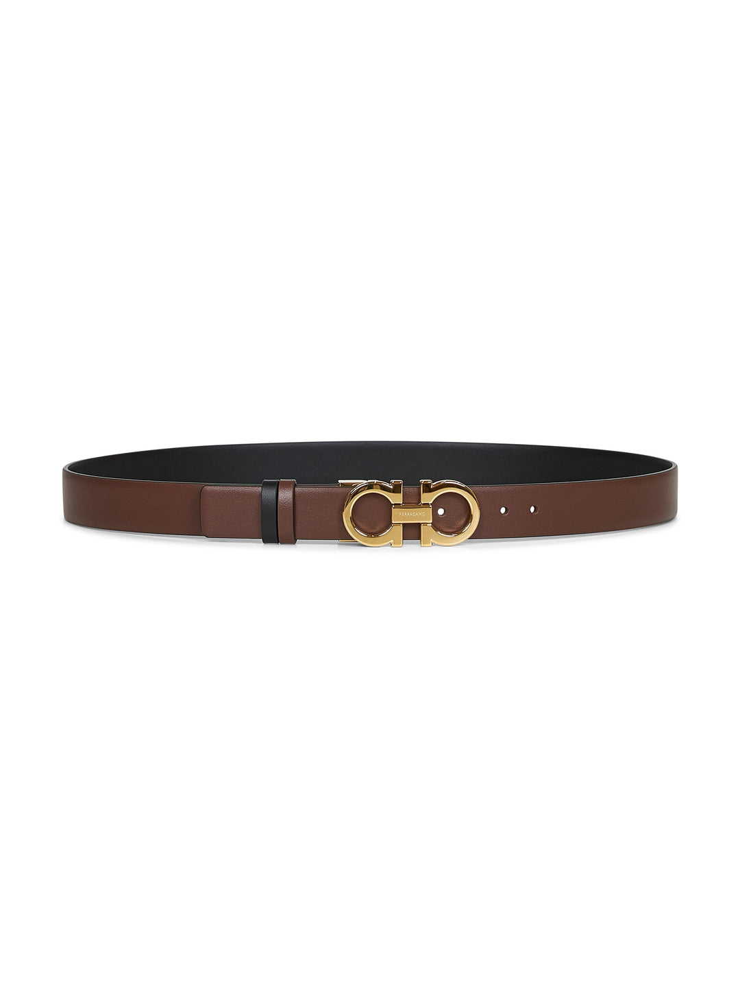 Ferragamo Women Cocoa Brown Leather Gancini Reversible Belt<Br/>