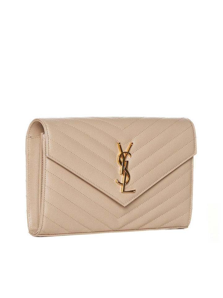Saint Laurent Women Ysl Logo Quilted Leather Wallet On Chain Bag