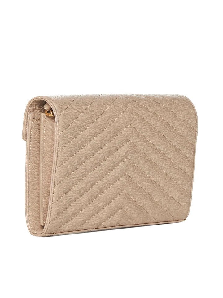 Saint Laurent Women Ysl Logo Quilted Leather Wallet On Chain Bag