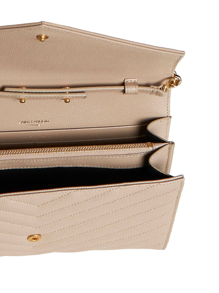 Saint Laurent Women Ysl Logo Quilted Leather Wallet On Chain Bag