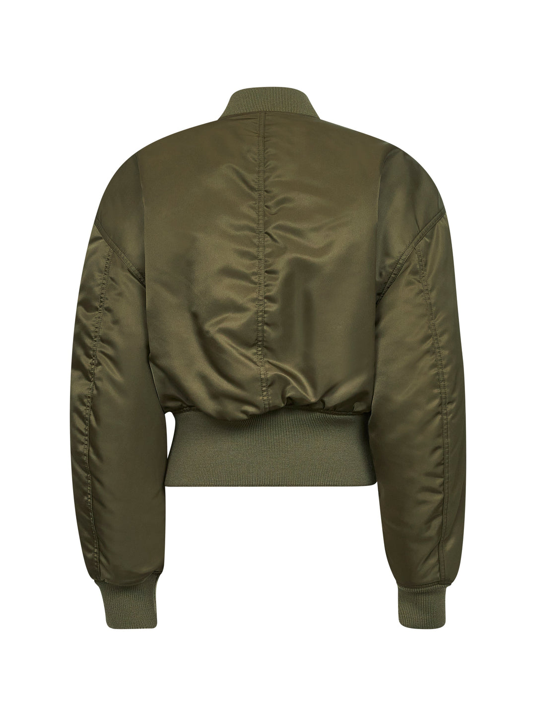 Saint Laurent Women Khaki Recycled Nylon Short Padded Bomber Jacket