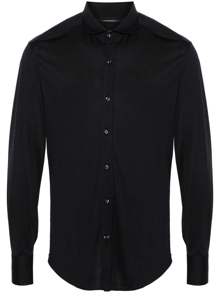 Brunello Cucinelli Men Jersey Shirt With Spread Collar