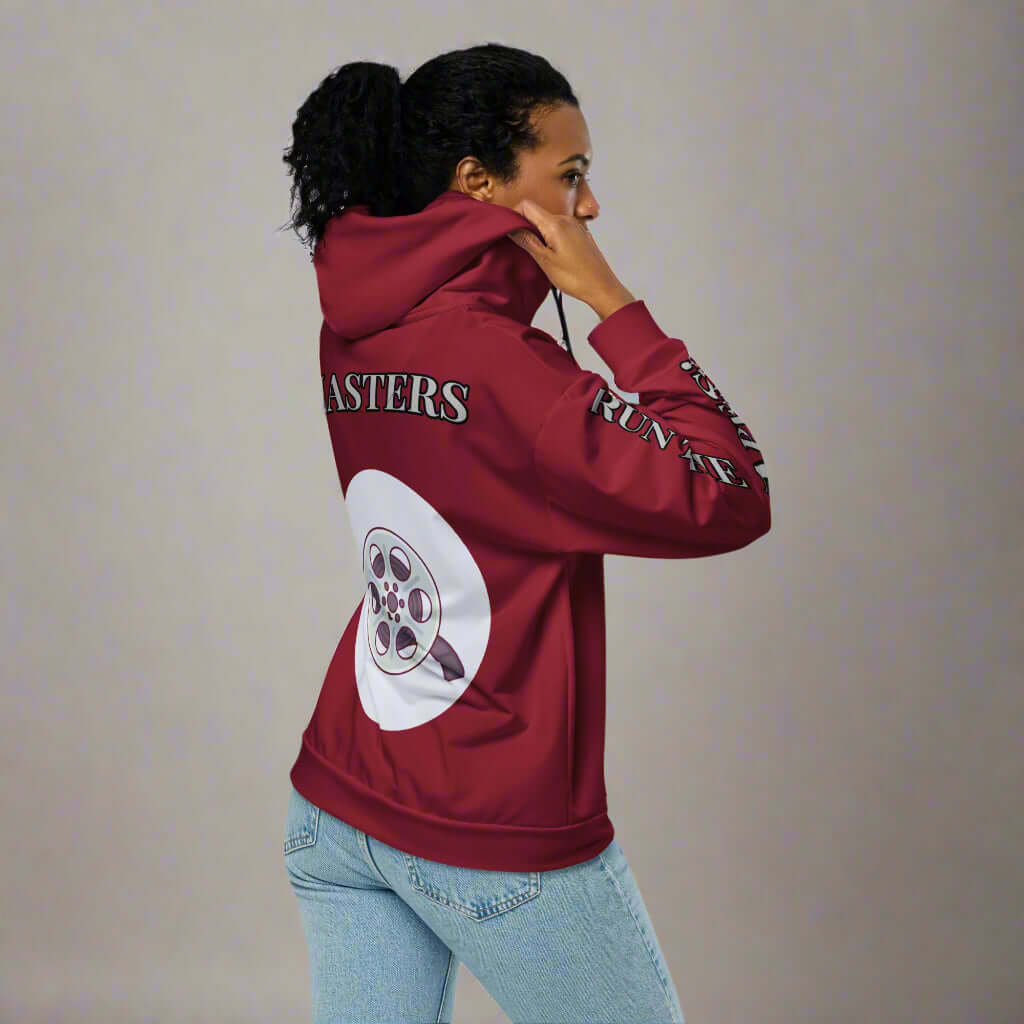 "THE TAPE MASTERS" burgundy Unisex zip hoodie