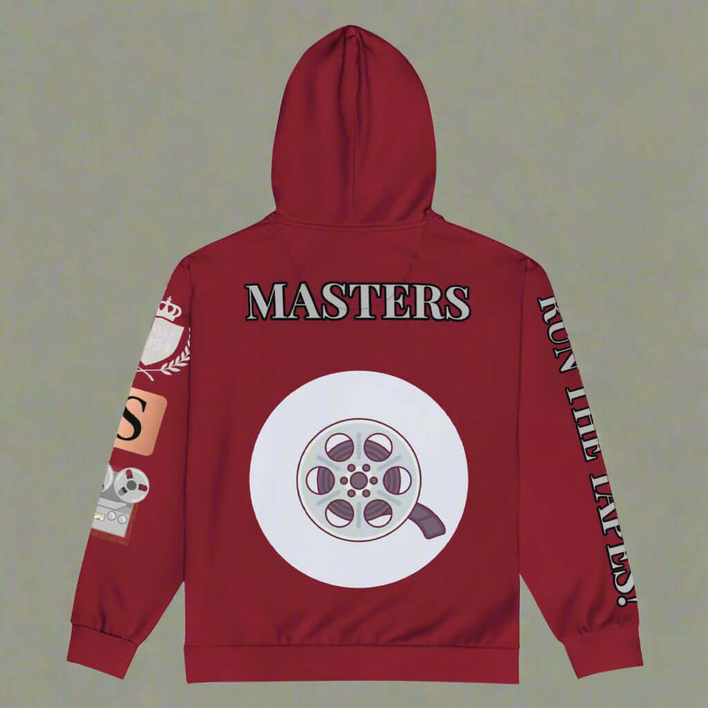 "THE TAPE MASTERS" burgundy Unisex zip hoodie