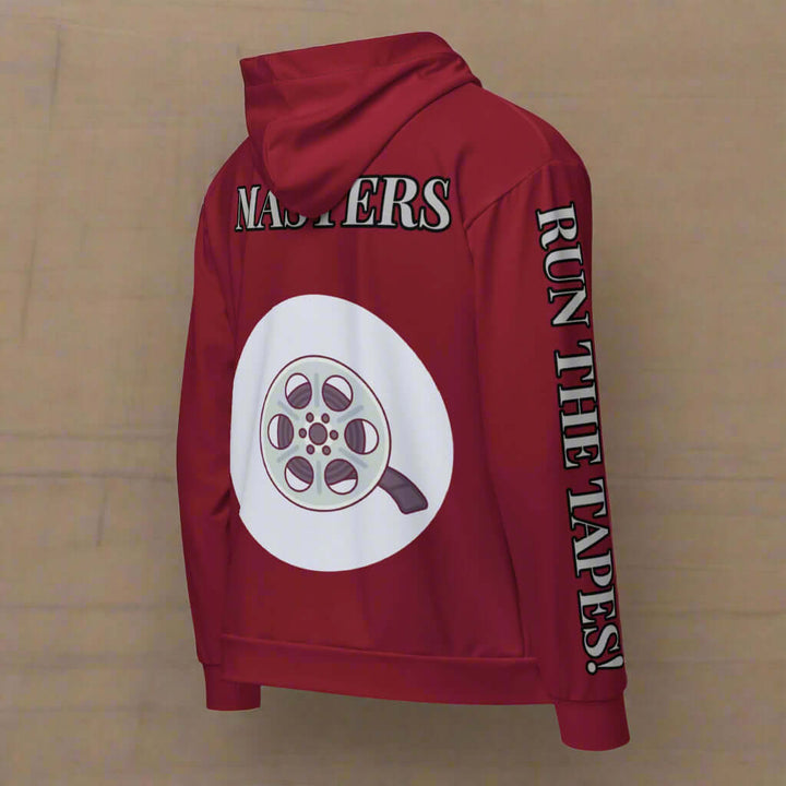 "THE TAPE MASTERS" burgundy Unisex zip hoodie