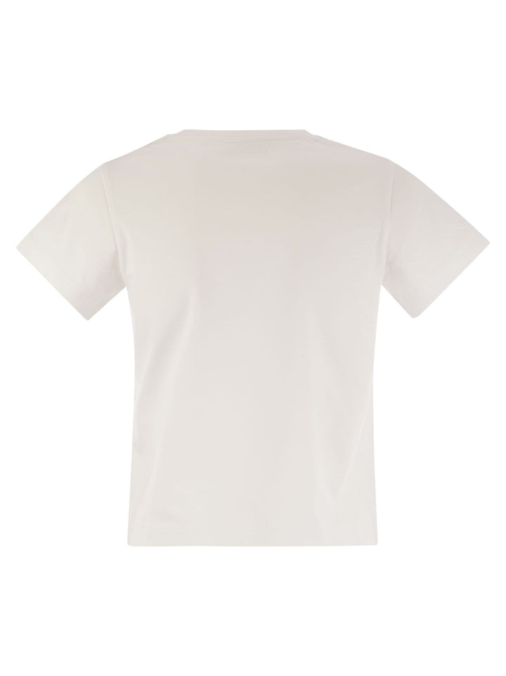 Moncler Women Cotton T-Shirt With Embroidered Cursive Logo