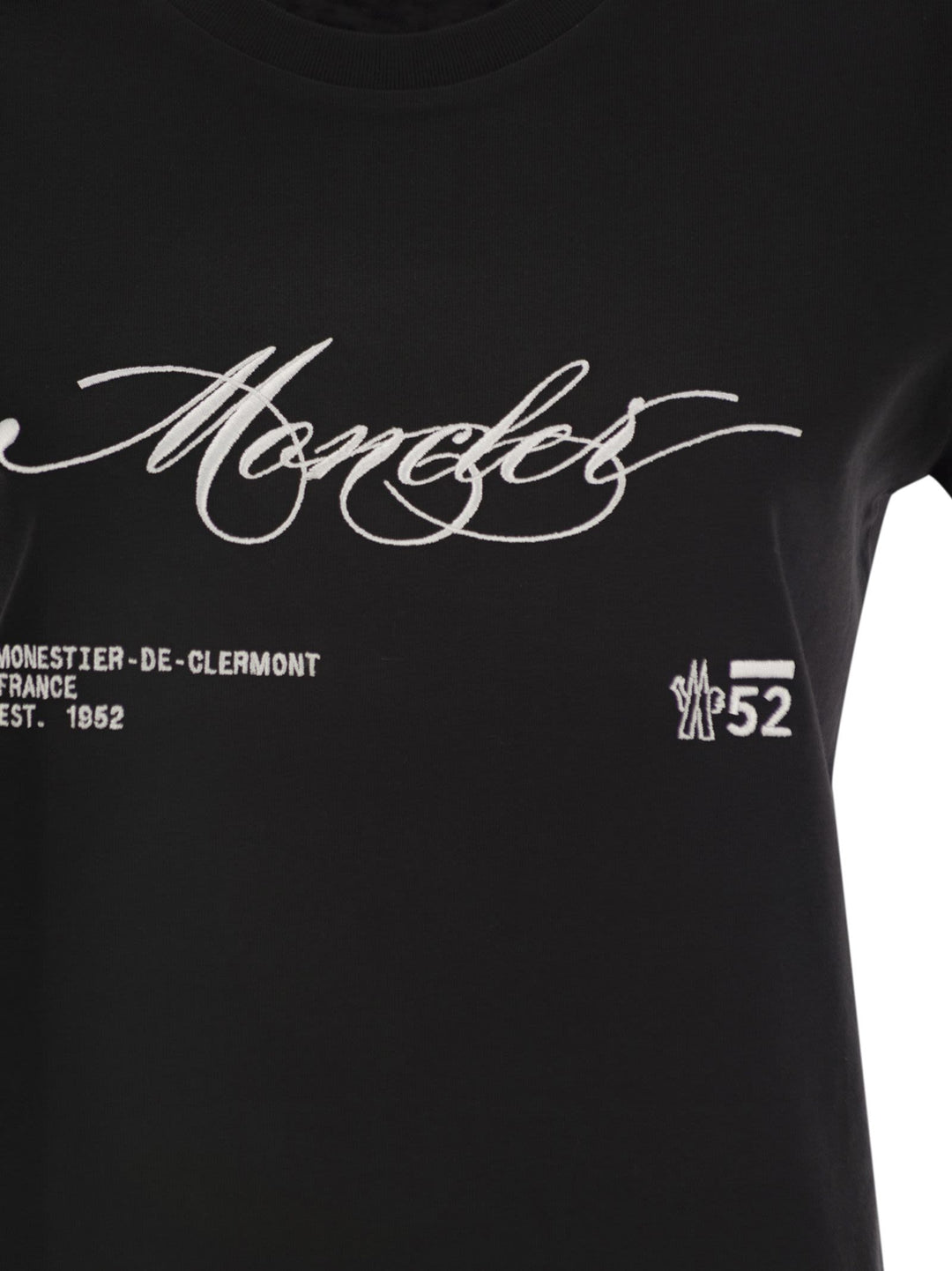 Moncler Women Cotton T-Shirt With Embroidered Cursive Logo