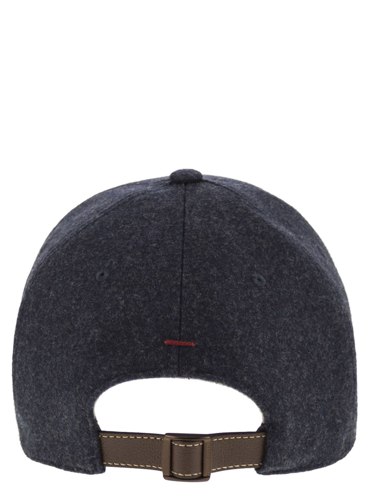 Brunello Cucinelli Men Virgin Wool Flannel Baseball Cap With Embroidery