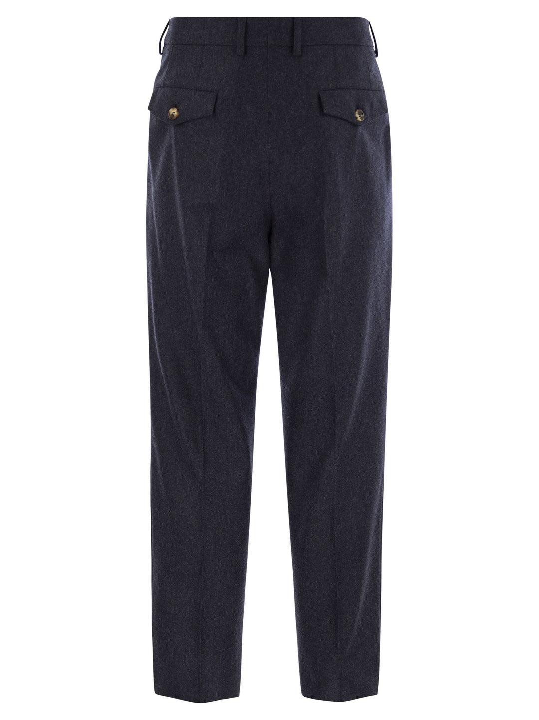 Brunello Cucinelli Men Leisure Fit Trousers In Virgin Wool Flannel With Double Darts