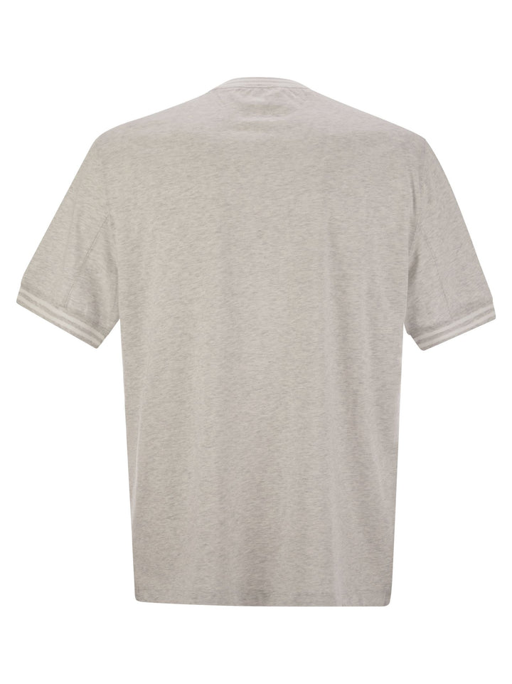 Brunello Cucinelli Men Cotton T-Shirt With Printed Logo