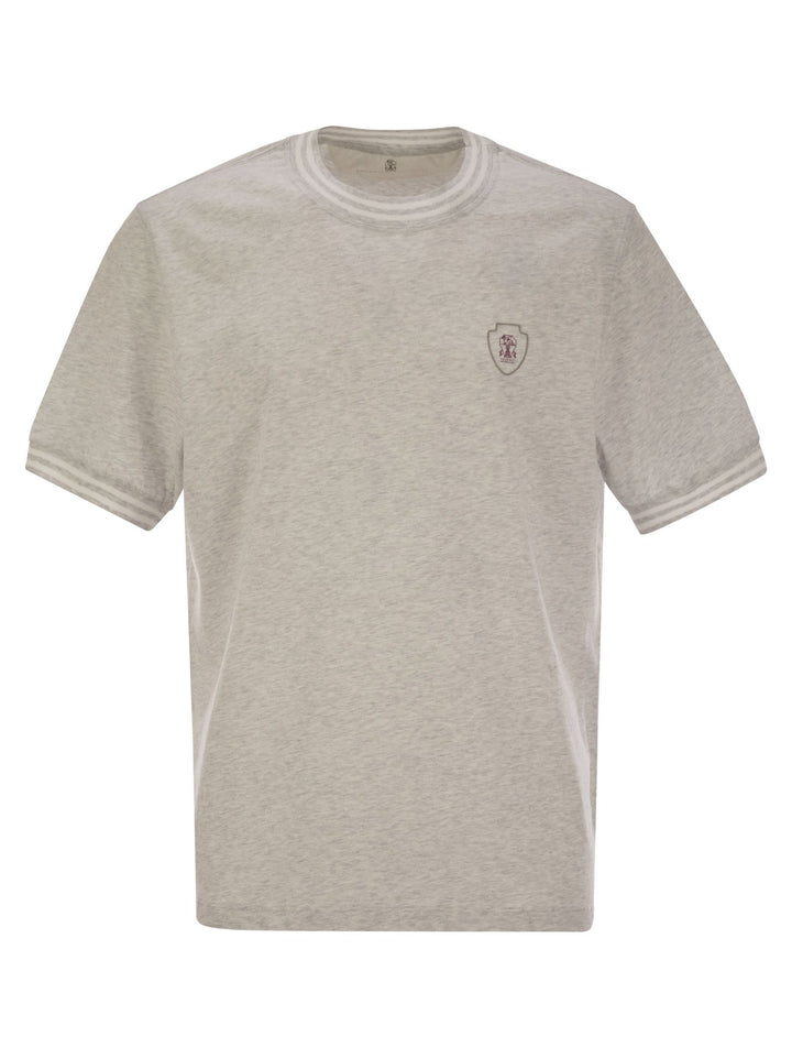 Brunello Cucinelli Men Cotton T-Shirt With Printed Logo