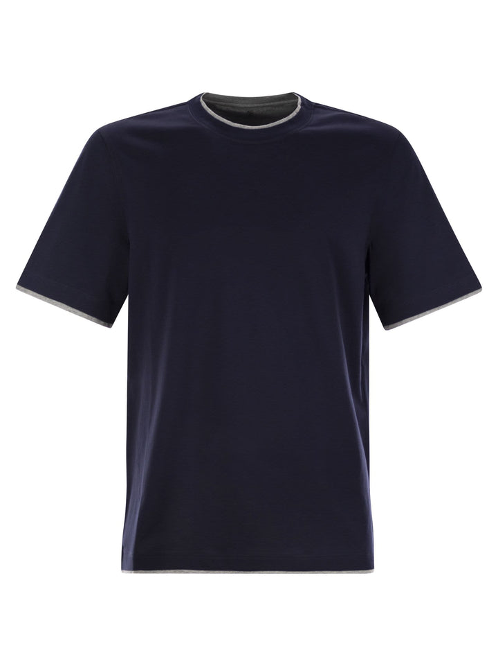 Brunello Cucinelli Men Slim Fit Crew-Neck T-Shirt In Lightweight Cotton Jersey