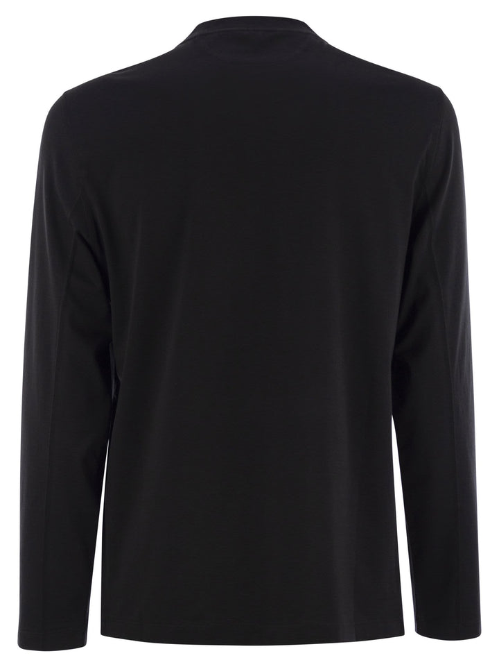 Brunello Cucinelli Men Crew-Neck Cotton Jersey T-Shirt With Long Sleeves