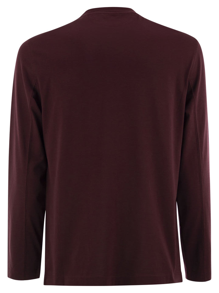 Brunello Cucinelli Men Crew-Neck Cotton Jersey T-Shirt With Long Sleeves