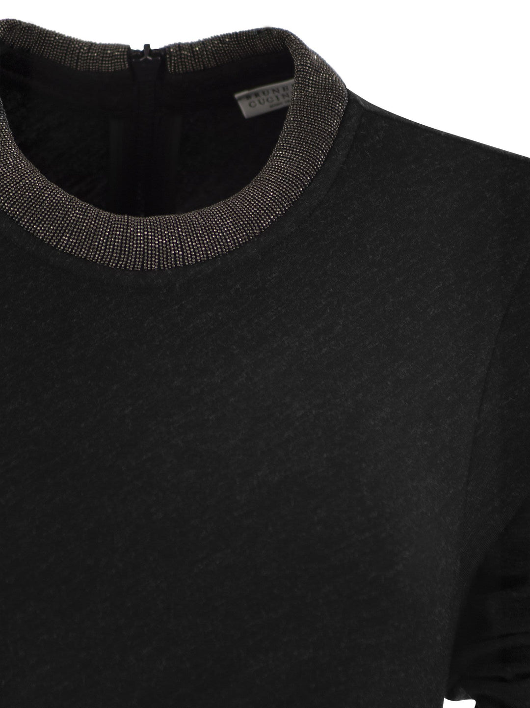 Brunello Cucinelli Women Draped Dress In Stretch Virgin Wool Jersey With Precious Collar