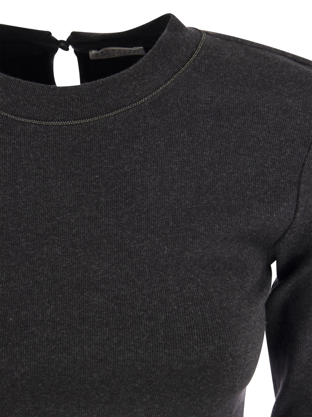 Brunello Cucinelli Women Ribbed Stretch Cotton Jersey T-Shirt With Jewellery