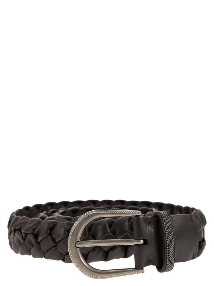 Brunello Cucinelli Women Braided Nappa Leather Belt With Jewellery
