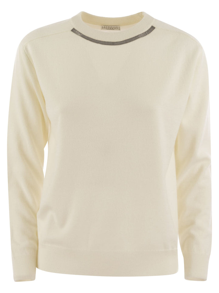 Brunello Cucinelli Women Cashmere Sweater With Neck Jewel