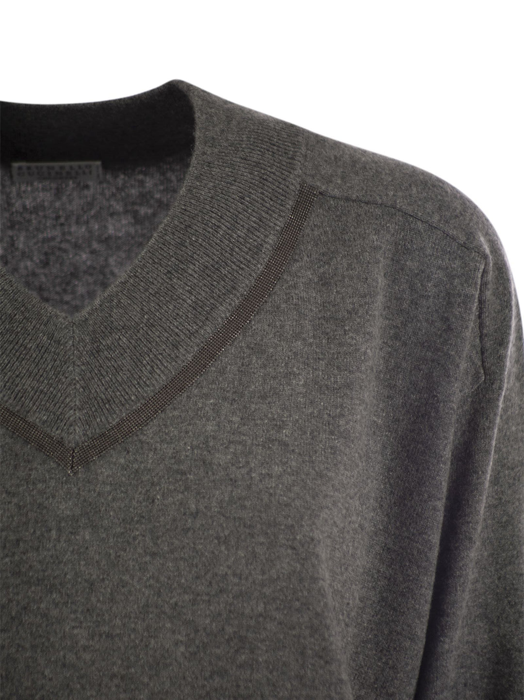 Brunello Cucinelli Women Cashmere Sweater With Shiny Neckline