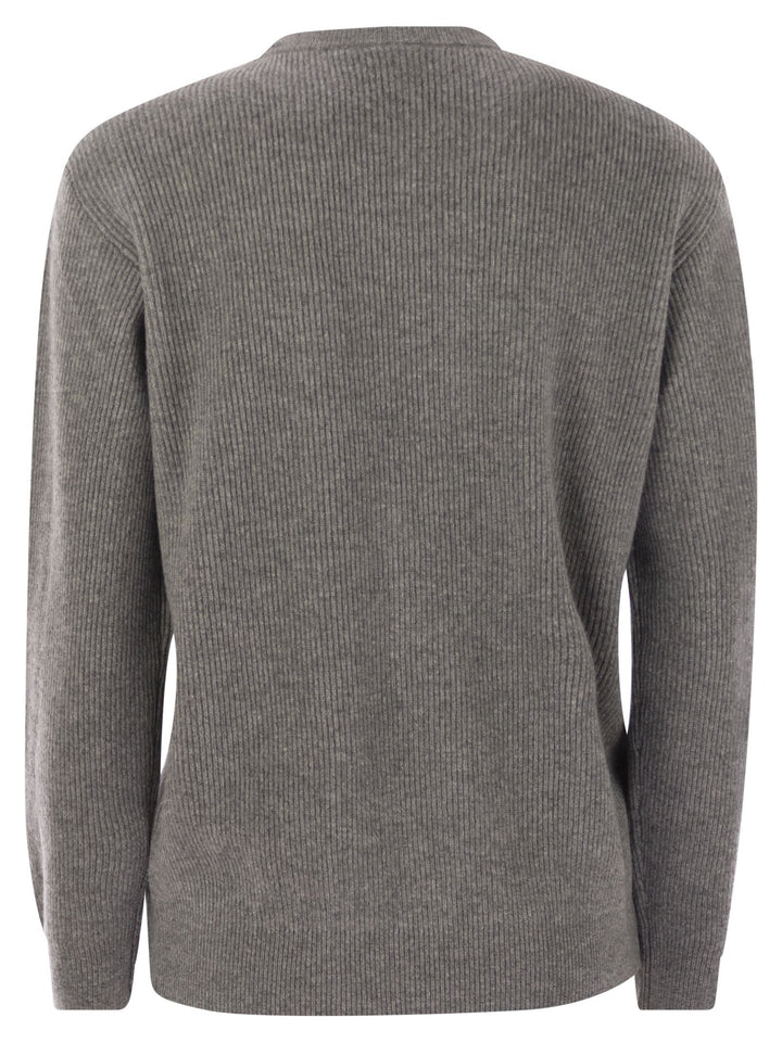 Brunello Cucinelli Women English Rib Cashmere Sweater With Monile