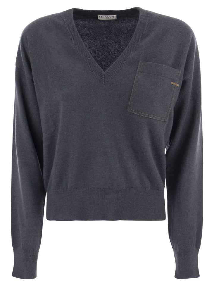 Brunello Cucinelli Women Cashmere Sweater With Pocket
