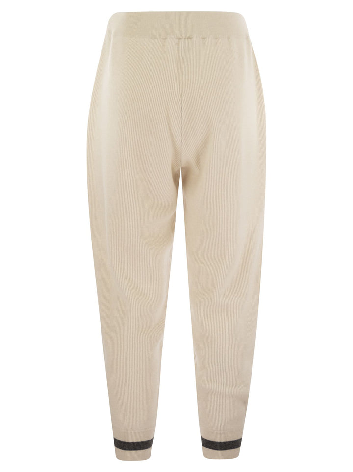Brunello Cucinelli Women English Rib Cashmere Knit Trousers