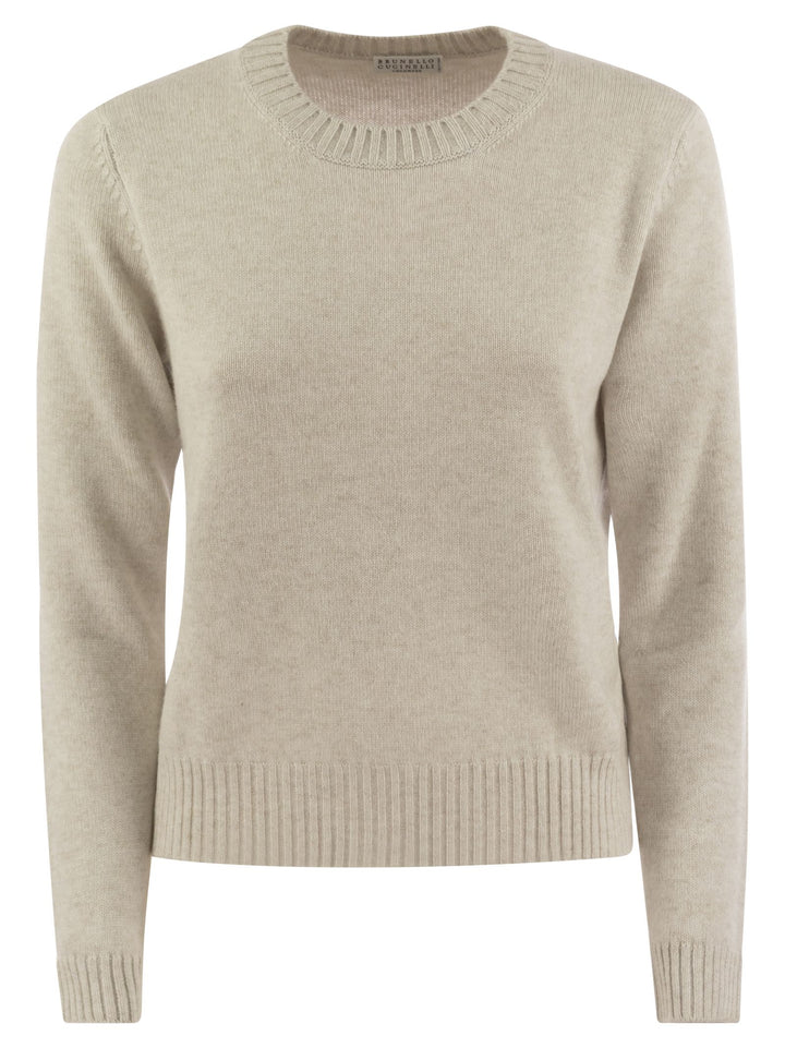 Brunello Cucinelli Women Cashmere Sweater With Shiny Cuff Details